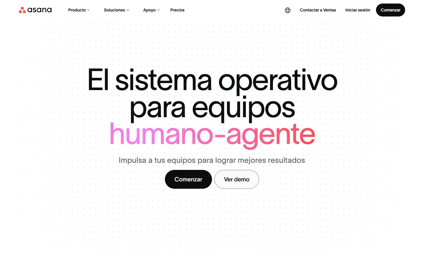 Screenshot of the Asana website