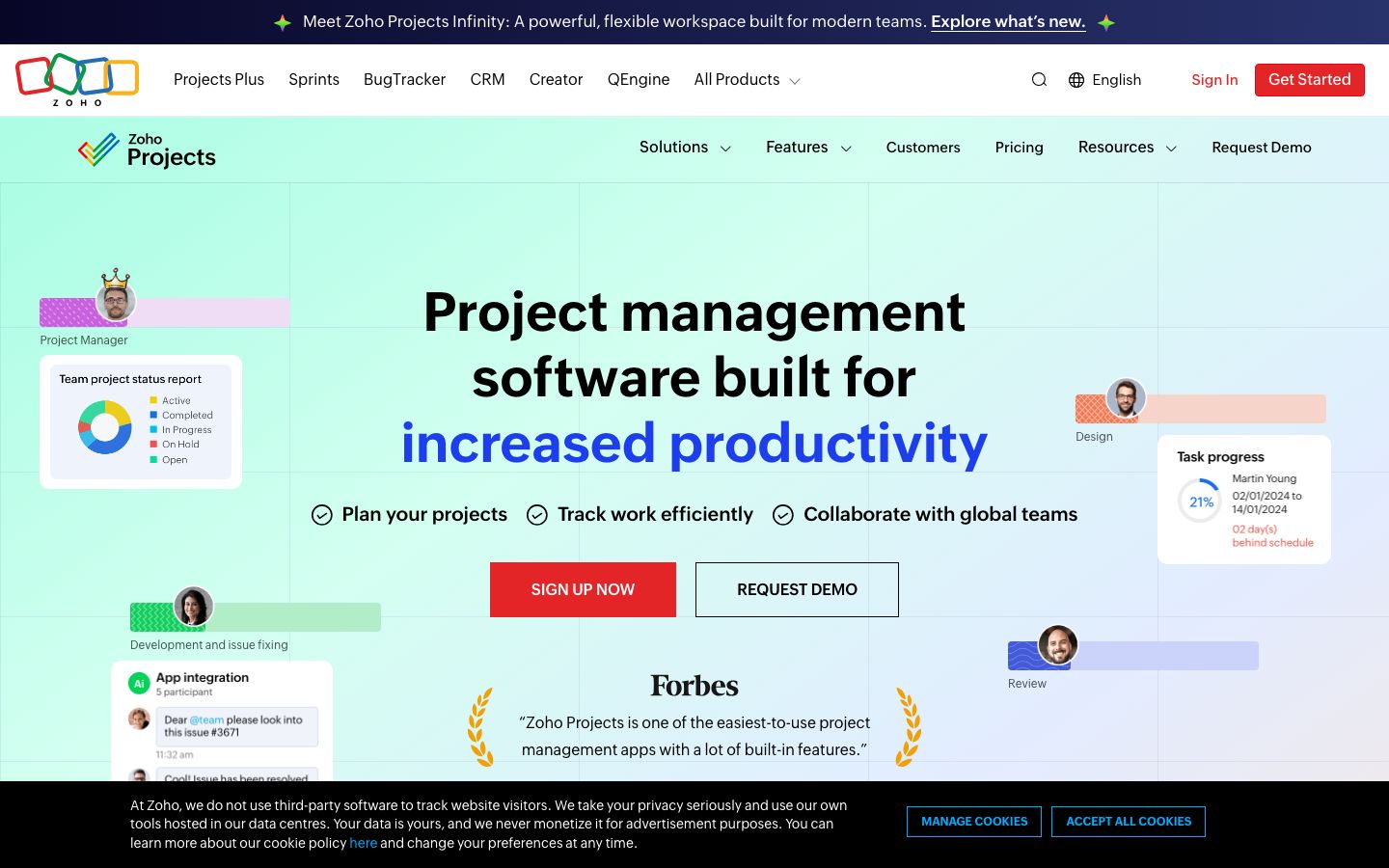 Screenshot of the Zoho Projects website